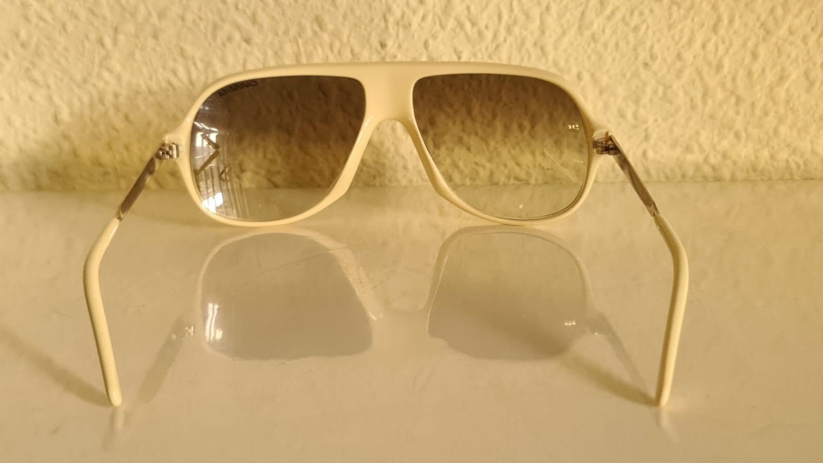 Vintage CARRERA Safari Sunglasses Ivory Oversized Frame Gradient Lenses 1980s