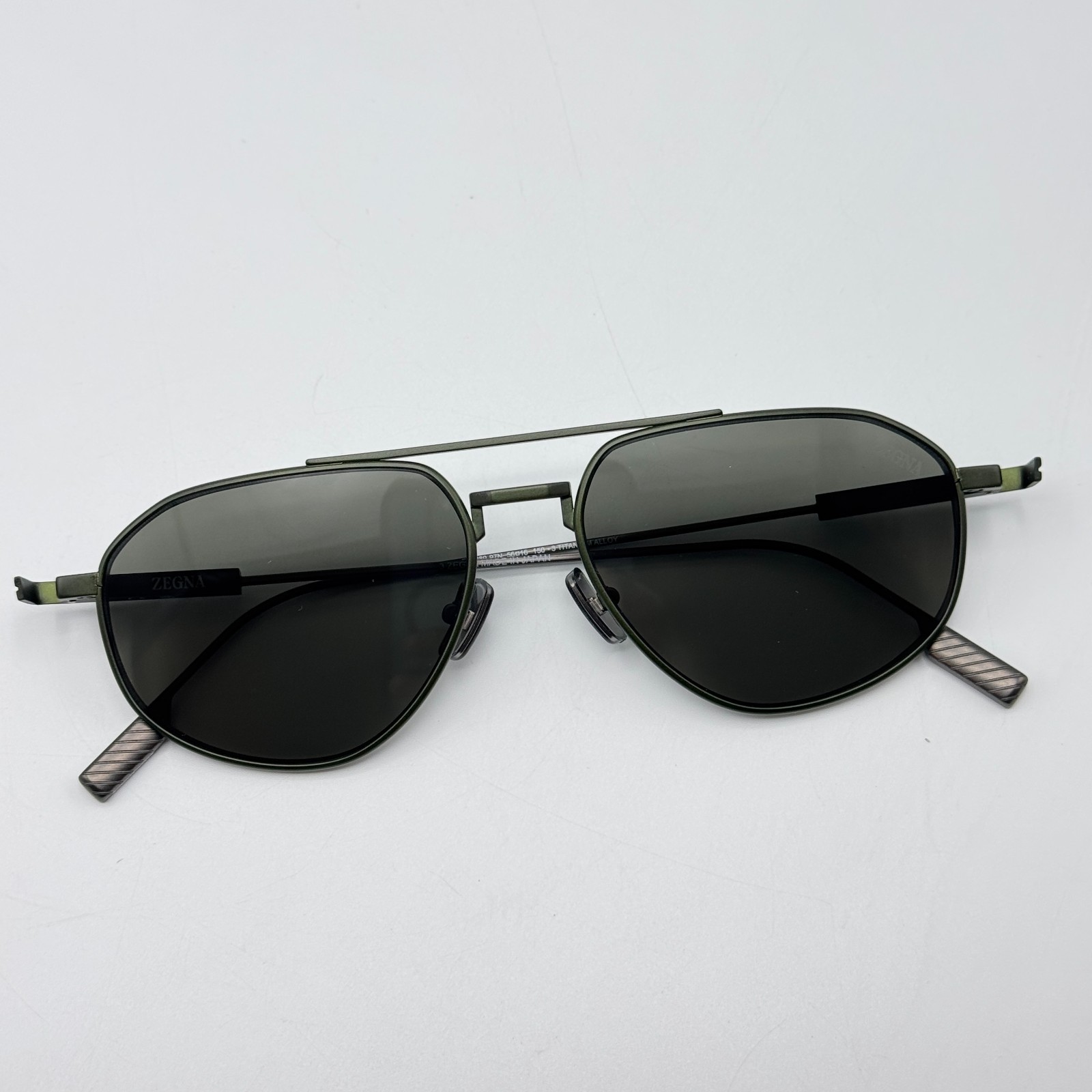 Ermenegildo Zegna Sunglasses EZ0289 97N Matte Dark Green Frame Green Lens 56mm