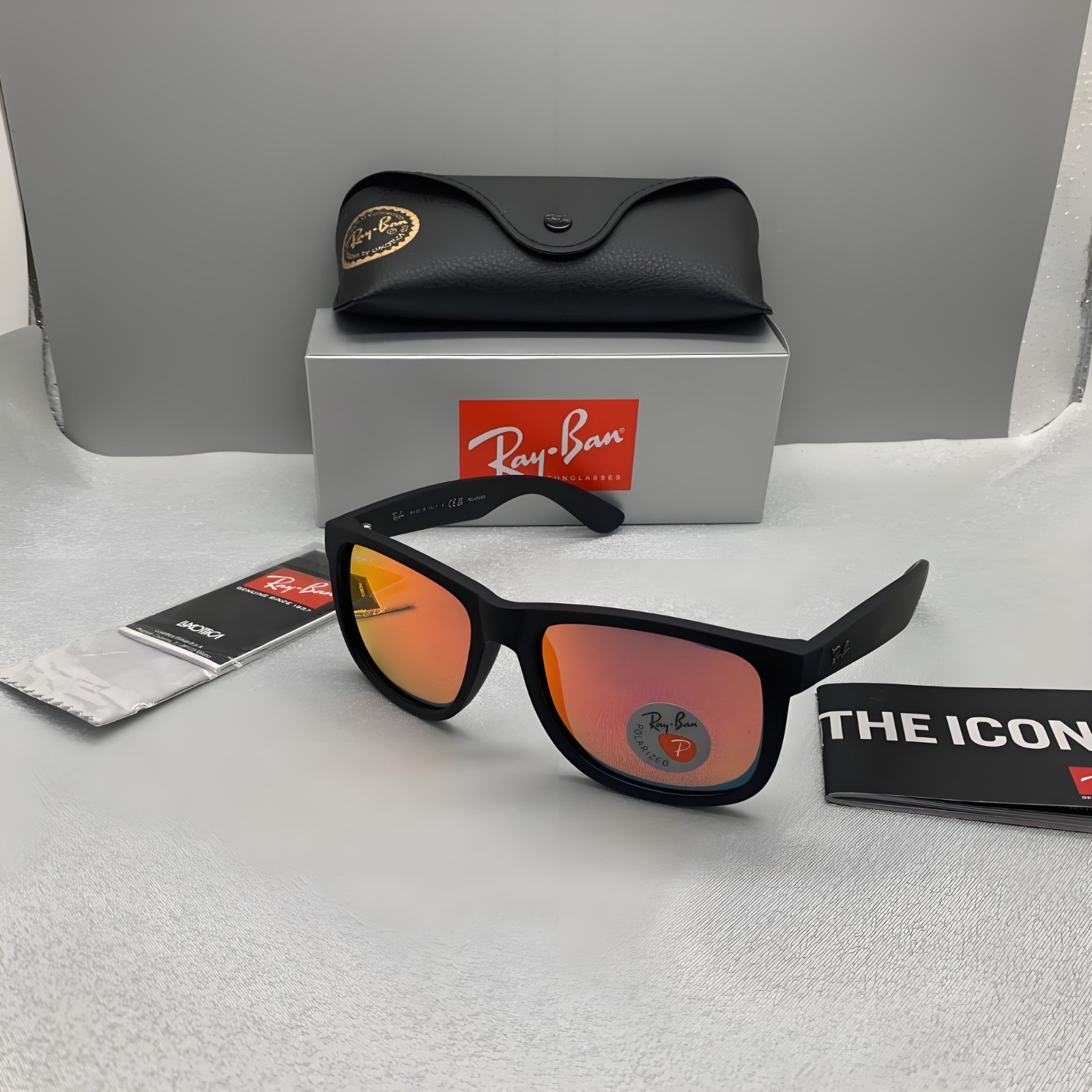 RB4165 Sunglasses Ray-Ban Justin Color Mix Matte Black/Red Mirror Lens 54 mm
