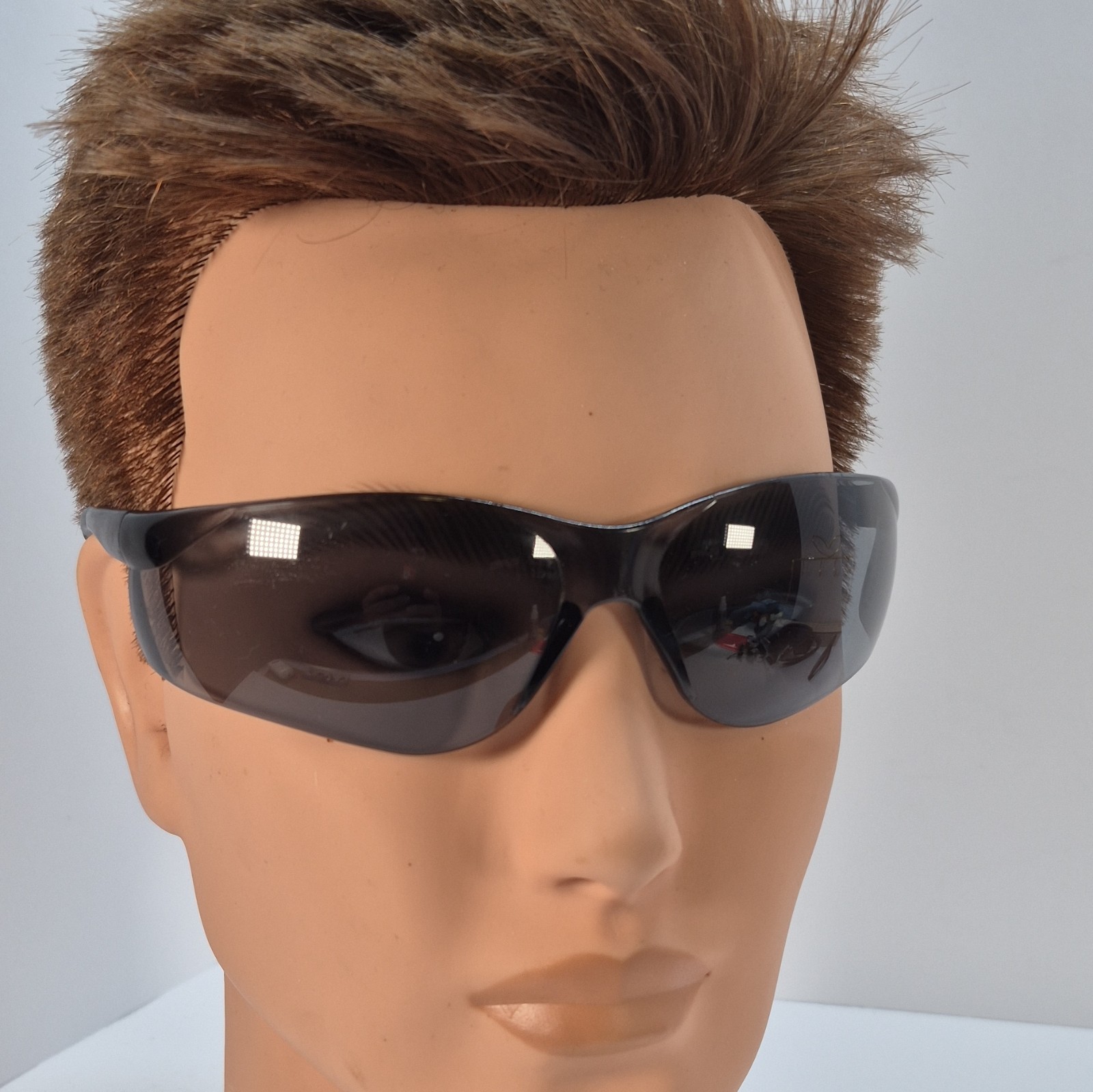 Lightweight Black Wrap Style Men’s Sunglasses Plastic Frame Gray Tinted Lens