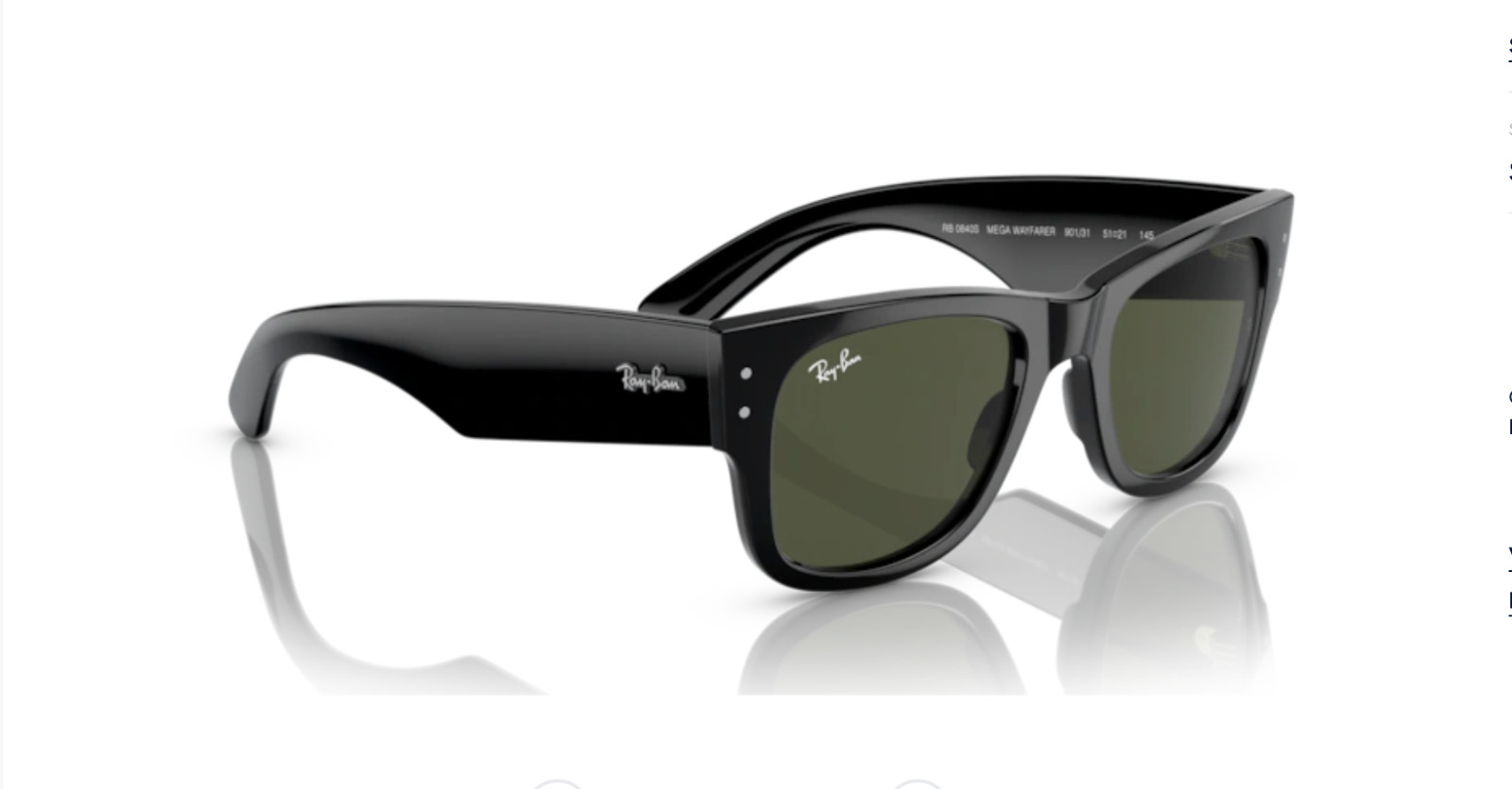 Ray Ban Mega Wayfarer RB0840S 901/31 51 Black w/ Green Sunglasses Rayban 0840S