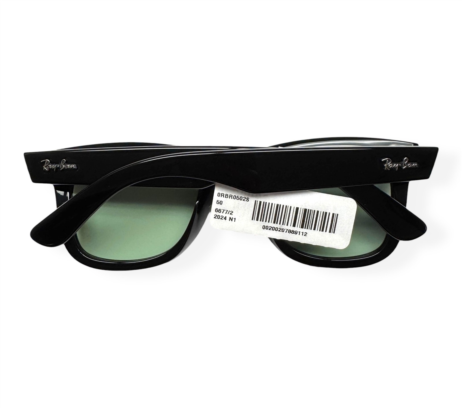 Ray-Ban Wayfarer Reverse Sunglasses RBR0502S Shiny Black Light Green 50mm w/case