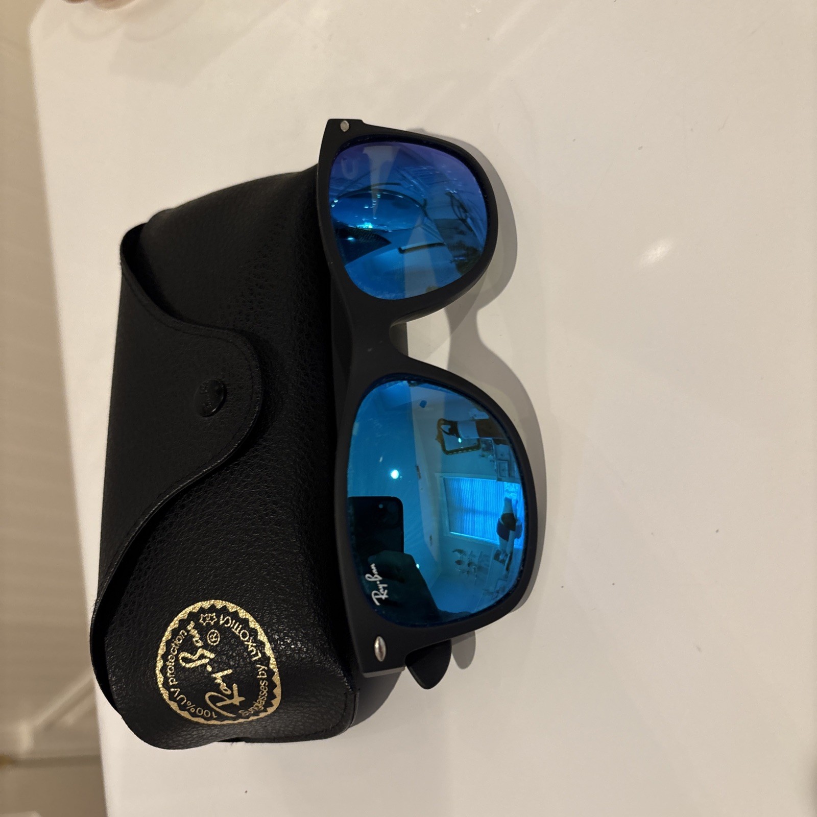 Original Ray-Ban Wayfarer Rb2132 Blue Mirror Flash 622/17 Color
