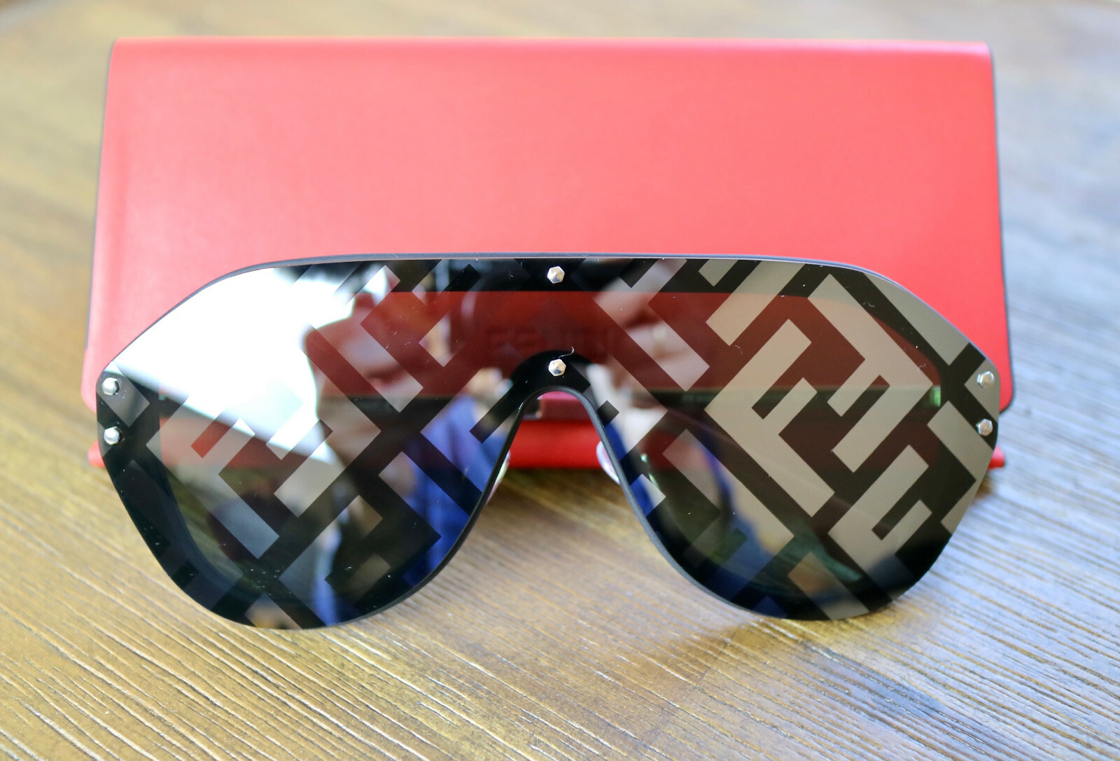 Fendi FFM0039 807XR Grey Lens Silver Frame Oversized Shield Sunglasses