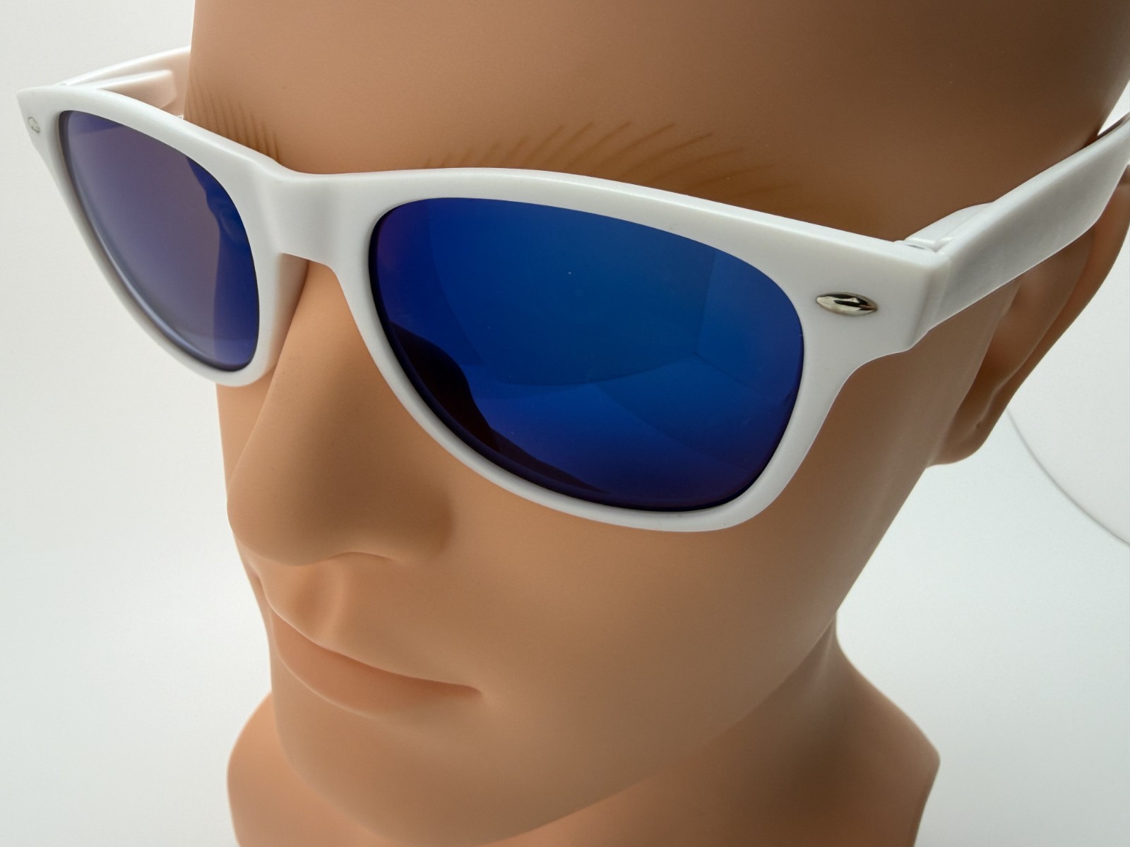 Unisex Square Frame Classic Mirrored Blue Lens Sunglasses Flexible Spring Hinge