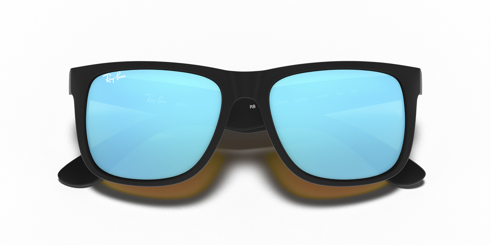 Ray-Ban Justin Color Mix Matte Rubber Black / Blue Mirror 54 mm Sunglasses