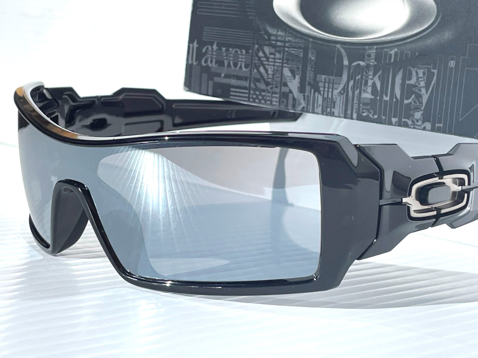 Oakley OIL RIG polished BLACK POLARIZED Galaxy CHROME Mirror lens Sunglass 9081
