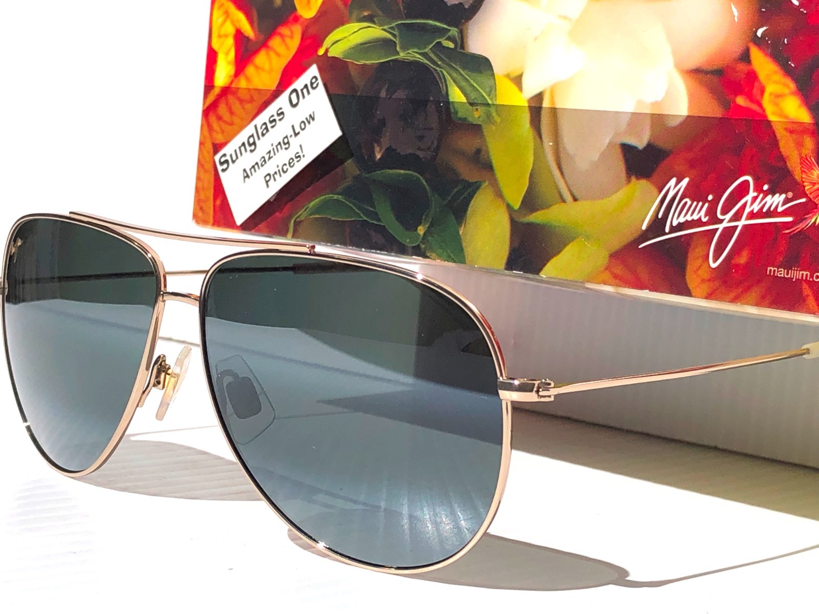Maui Jim HAUOLI XL 62mm Shiny Gold POLARIZED Crystal Grey Lens Sunglass 674-16A