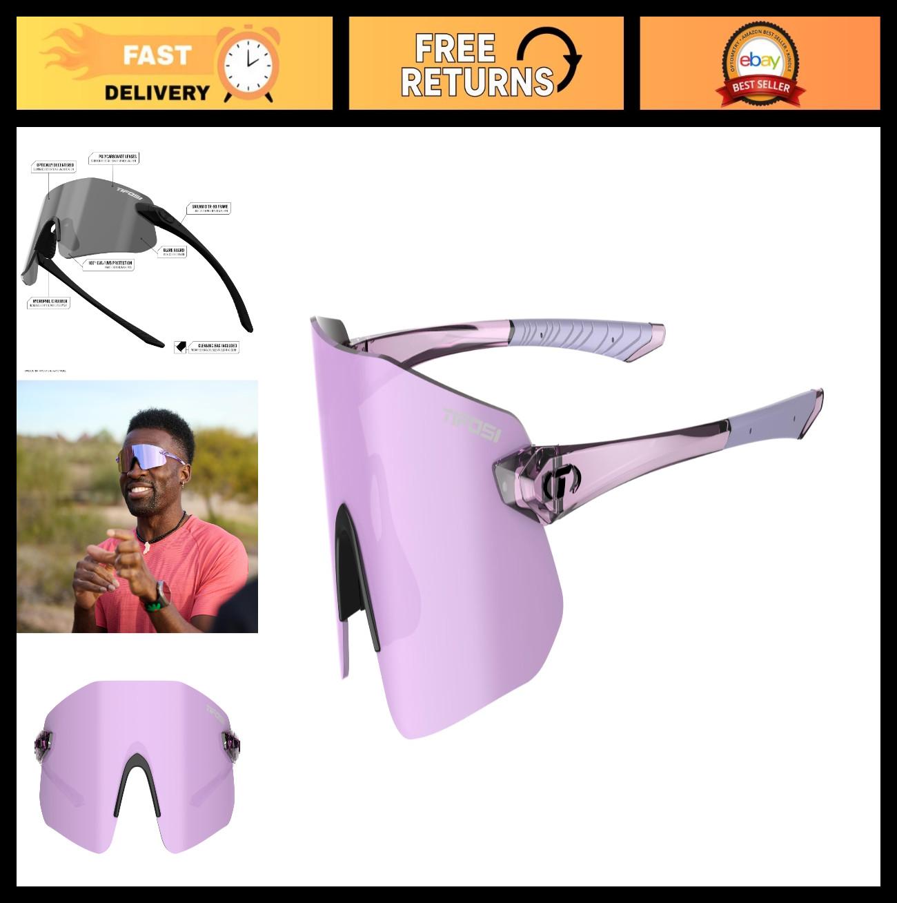 Lightweight Shield Sunglasses for Running, Baseball, Golf & Cycling | 100% UVA/U