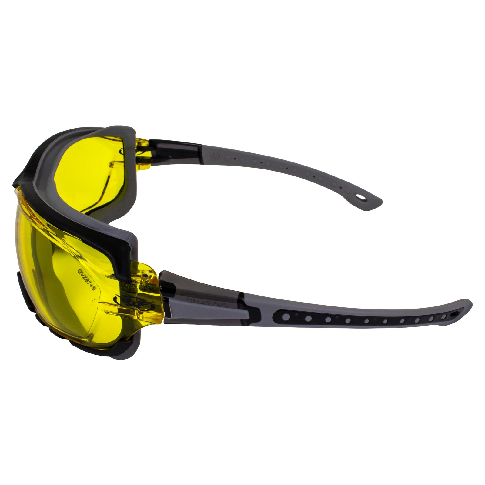 OCTANE PADDED SAFETY GLASSES ANTI FOG YELLOW LENS GRAY FRAME by GLOBAL VISION