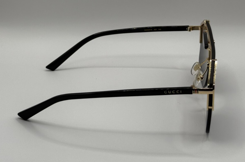 New Gucci GG0291S Men’s Sunglasses Oversized Aviator Black Gold Metal Frame