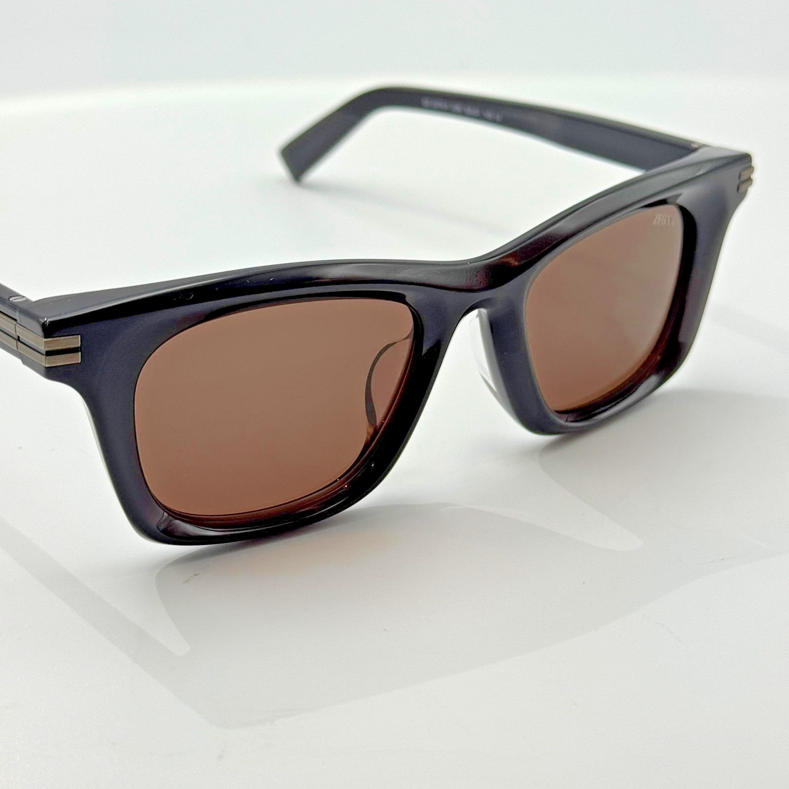 Ermenegildo Zegna Sunglasses EZ0270-F 20E Black Square Frame Brown Lens 52mm New
