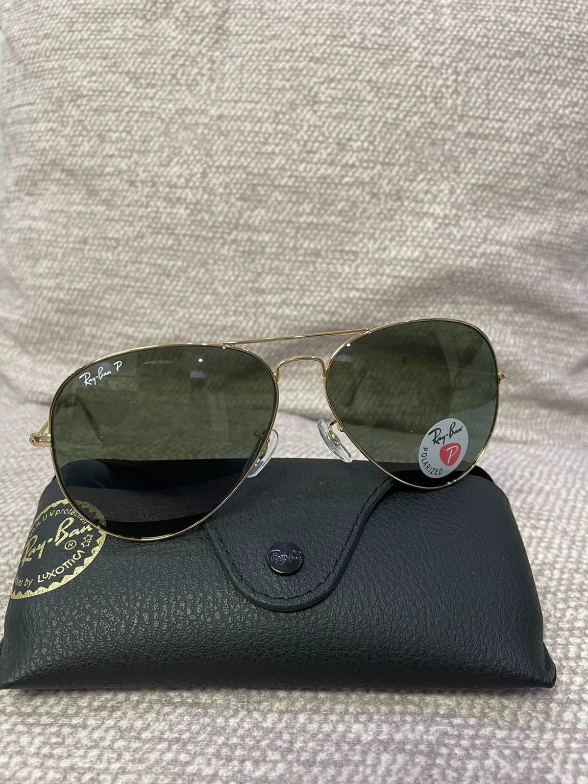 Ray-Ban Polarized Sunglasses RB3025 Aviator Classic Gold Frame/ Green Lens 58-14