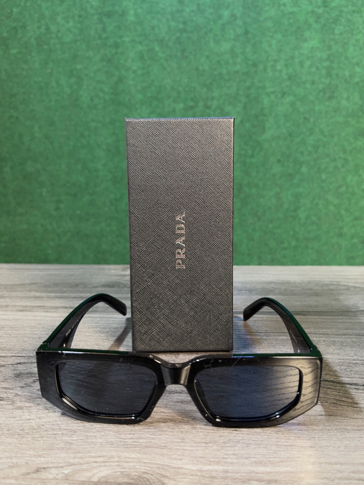 Prada Sunglasses 8297 Shiny Black/ Black lenses, Big 142 mm Frame Width, Italy