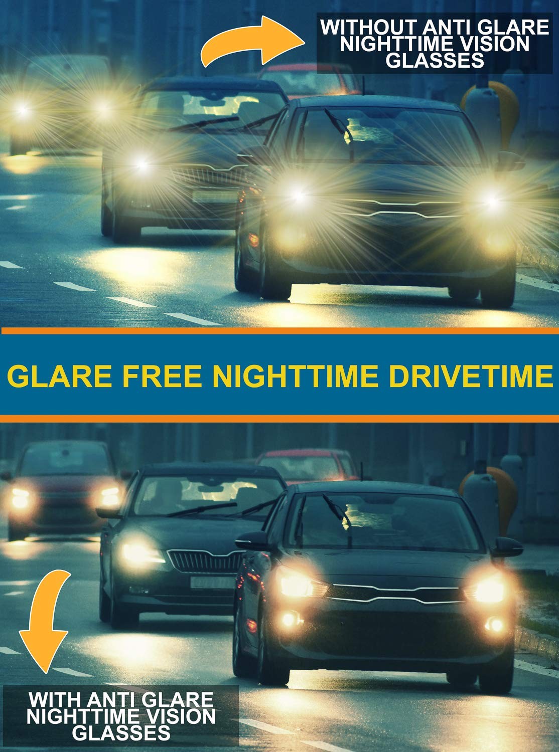 Night Driving Glasses Anti Glare Polarized Night Vision Yellow Tint Night