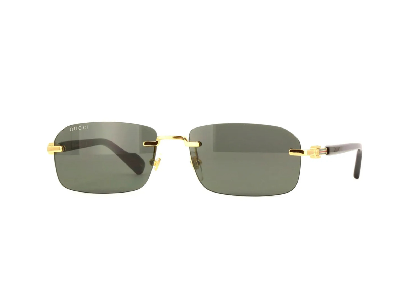 Gucci GG1221S 001 Unisex Square Sunglasses in Black/Gold with Grey Lens 100% UV