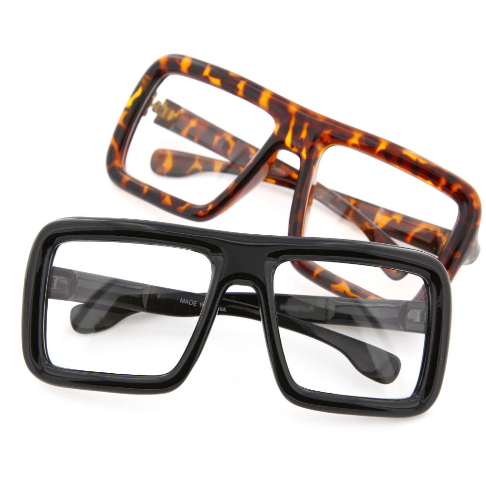 Large Retro Nerd Oversized Square Thick Frame Clear Lens Glasses for Unisex