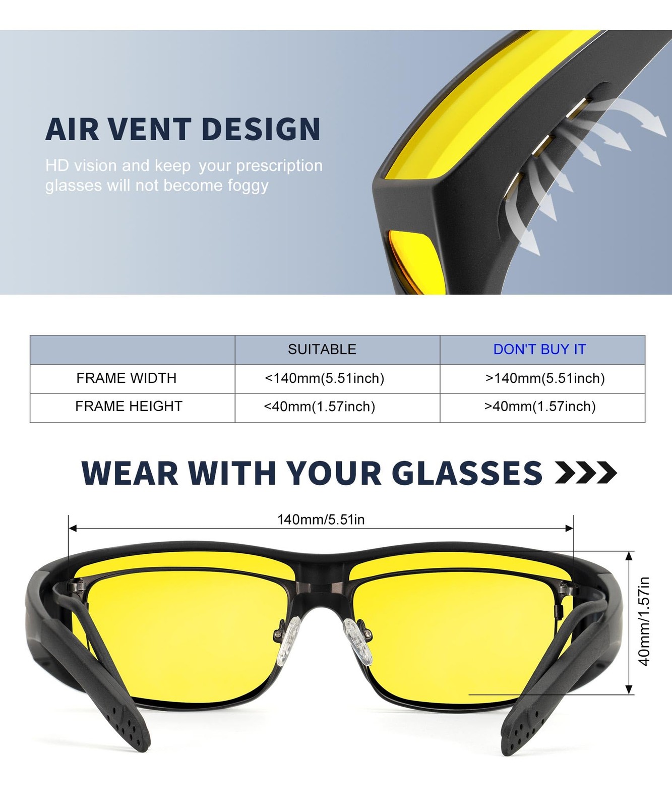 Night-Vision-Glasses Fit-Over-Glasses Wrap-Around Glasses: Night Vision Glass…