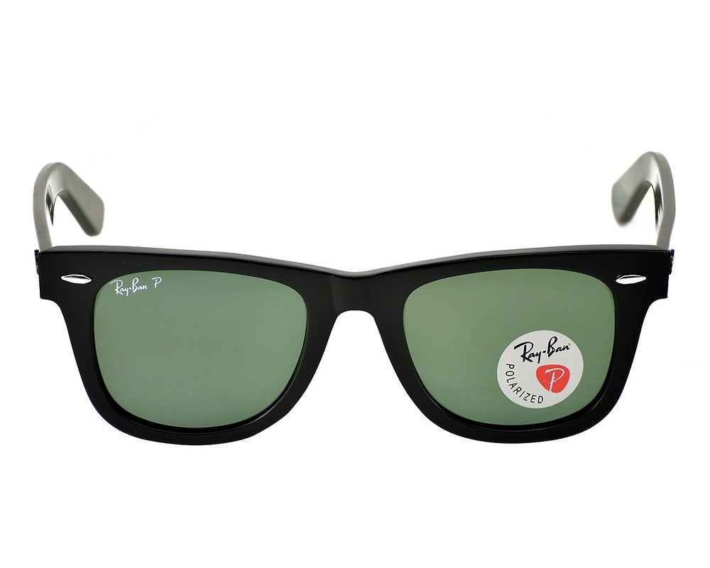 Ray-Ban RB2140 Original Wayfarer Black Frame Polarized Green Lenses 50mm Unisex