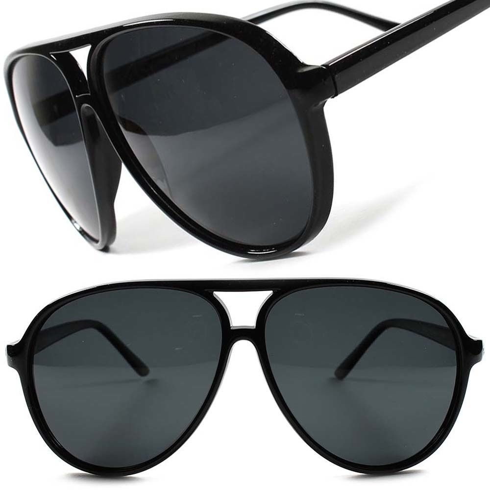 Vintage Retro 80s Oversized Anti Glare Mens Womens Black Polarized Sunglasses