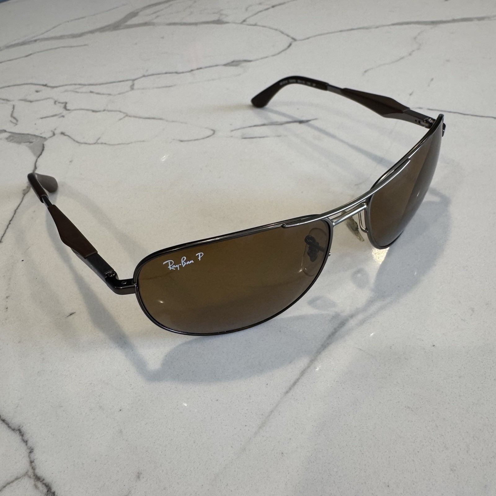 Ray Ban 59mm Matte Gunmetal POLARIZED Brown Lens Sunglass RB3519 029/83