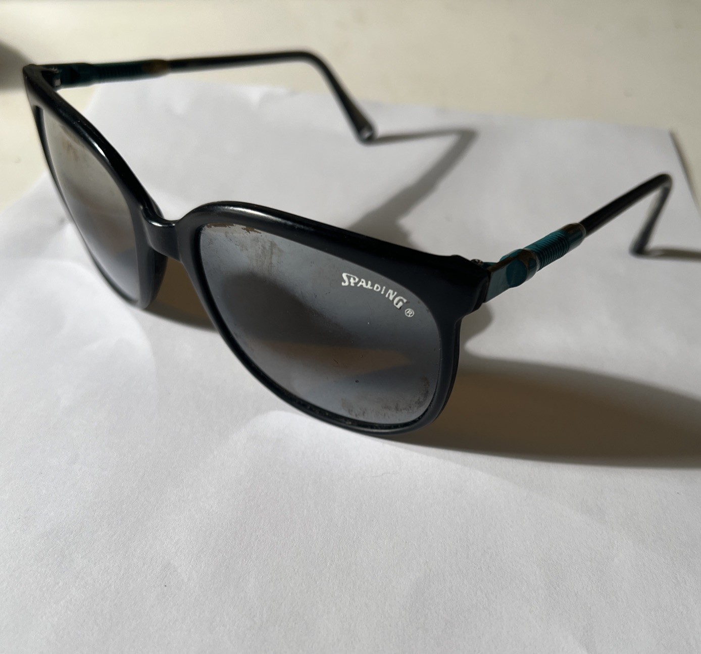 Vintage Spalding Sunglasses 80s Black Sport Shades Retro