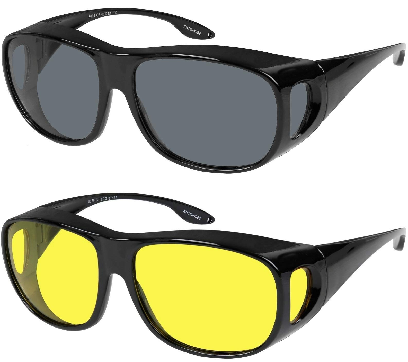 Yogo Vision Fit Over Wrap Sunglasses Polarized Lens Wear Over Eyeglasses 100% UV