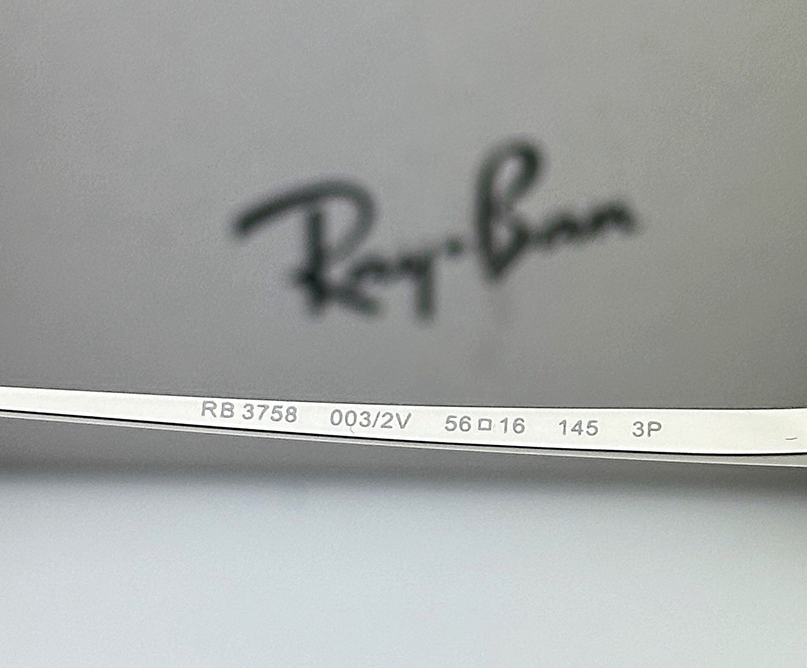 Ray-Ban RB3758 003/2V Square Sunglasses Silver Frame Blue Polarized Lens 56mm