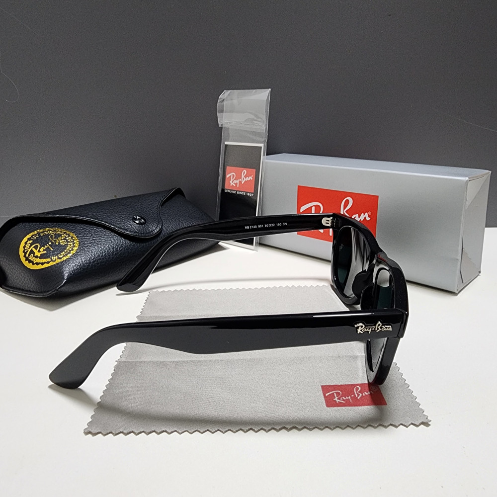 Ray-Ban RB2140 904 Wayfarer Sunglasses Black Frame Glass Gray Lens 50-22 mm