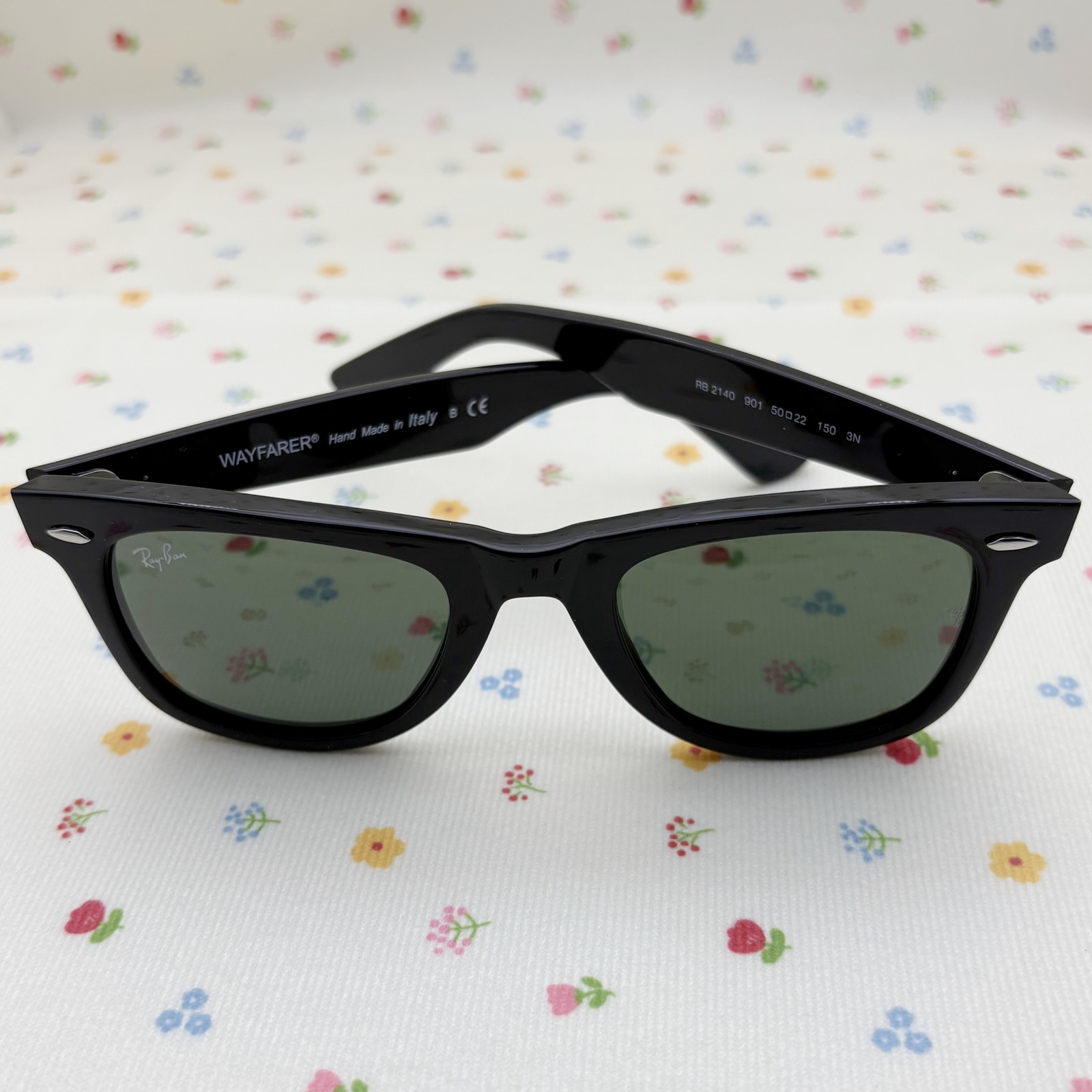 Ray-Ban Sunglasses RB2140 Original Wayfarer Black Frame Green Lenses 50mm Unisex