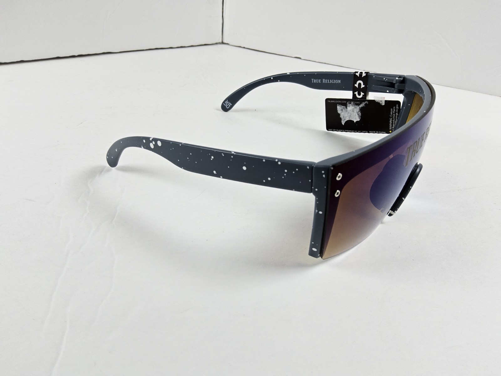 True Religion 100% UV Protection Logo Shield Speckle Reflective Sunglasses