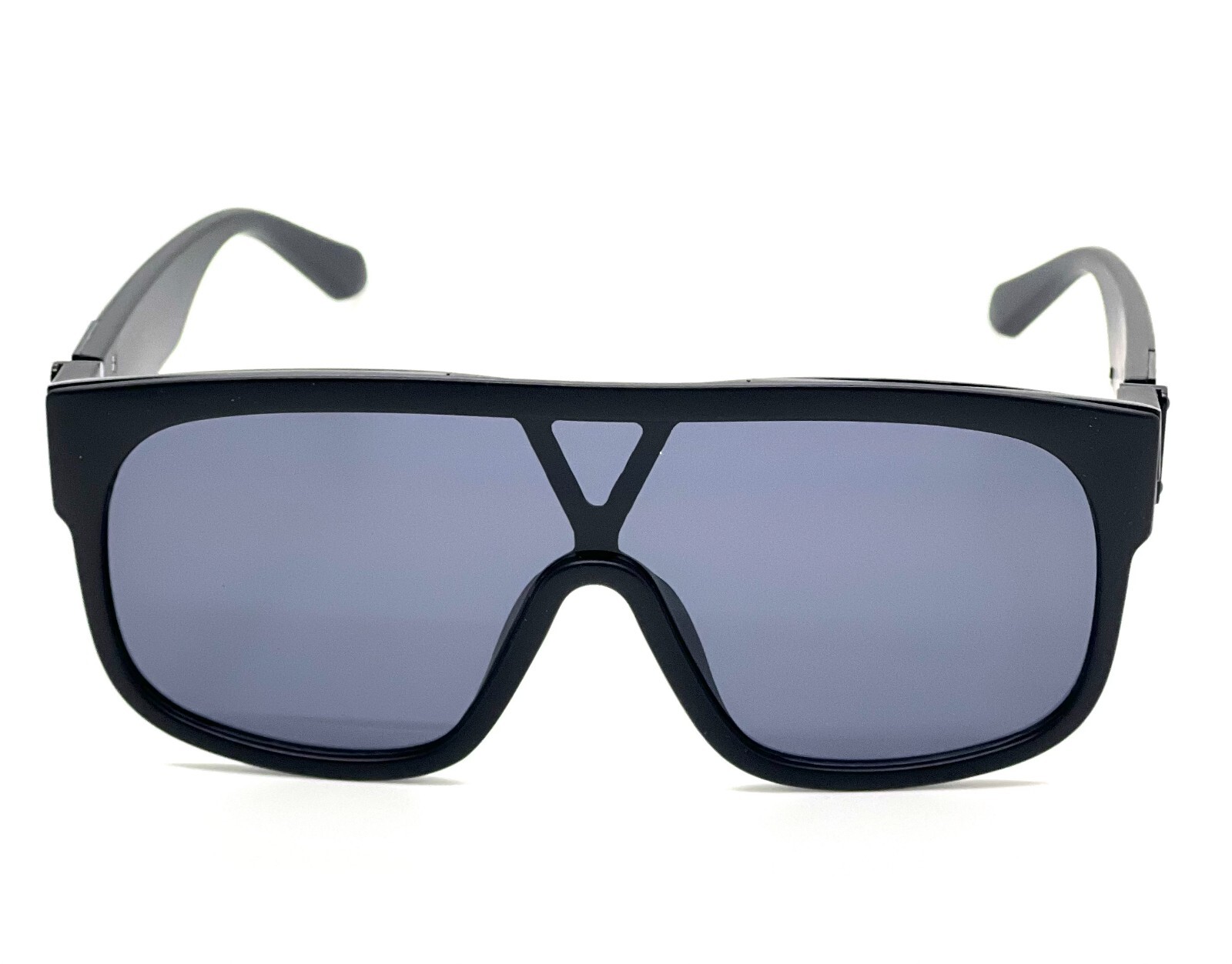 Men Designer Sunglasses Flat Black Lens Oversized Frame Shades Outdoor Sports