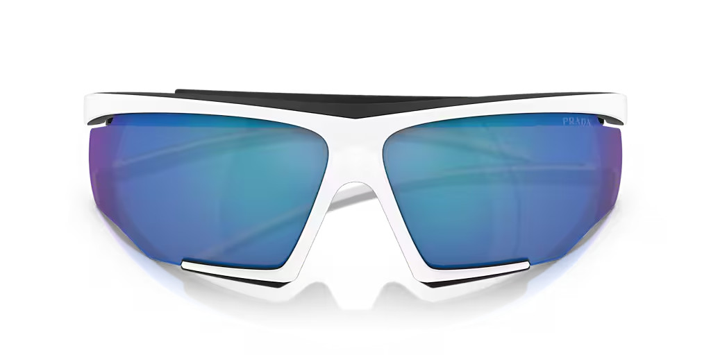 Prada Sunglasses PS07YS 15K08R White Frame / Blue Mirror Lens 76mm NEW