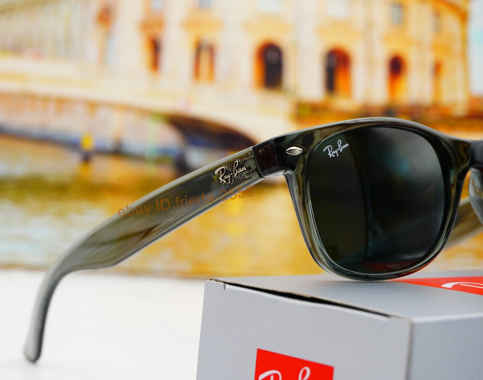 New Wayfarer Ray-Ban RB2132 Sunglasses Dark Blue Lens Grey Frame 55mm UV Protect