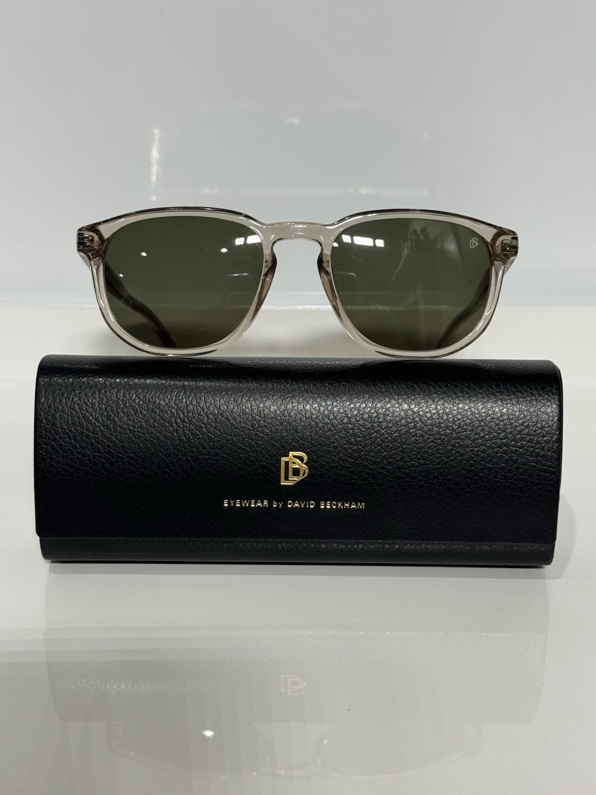 David Beckham 1070S Crystal Mud Acetate Green Tint Unisex Sunglasses