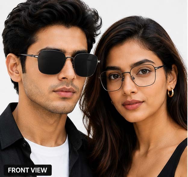 3-in-1 Magnetic Clip-On Square Sunglasses for Men & Women | UV400 Anti-Glare Eye