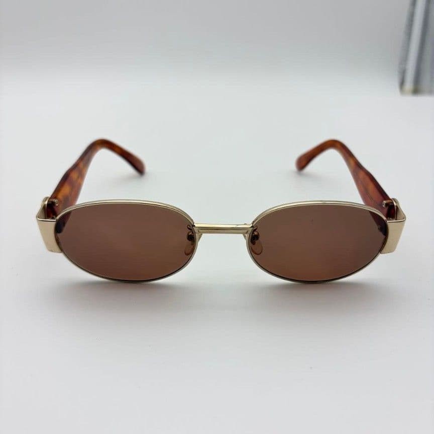 CELINE metal frame sunglasses CLF-856A unisex adults design brown lens oval logo