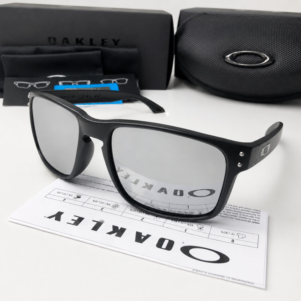 NEW Oakley Style Holbrook Sunglasses Black Frame Silver Lens Polarized UV400