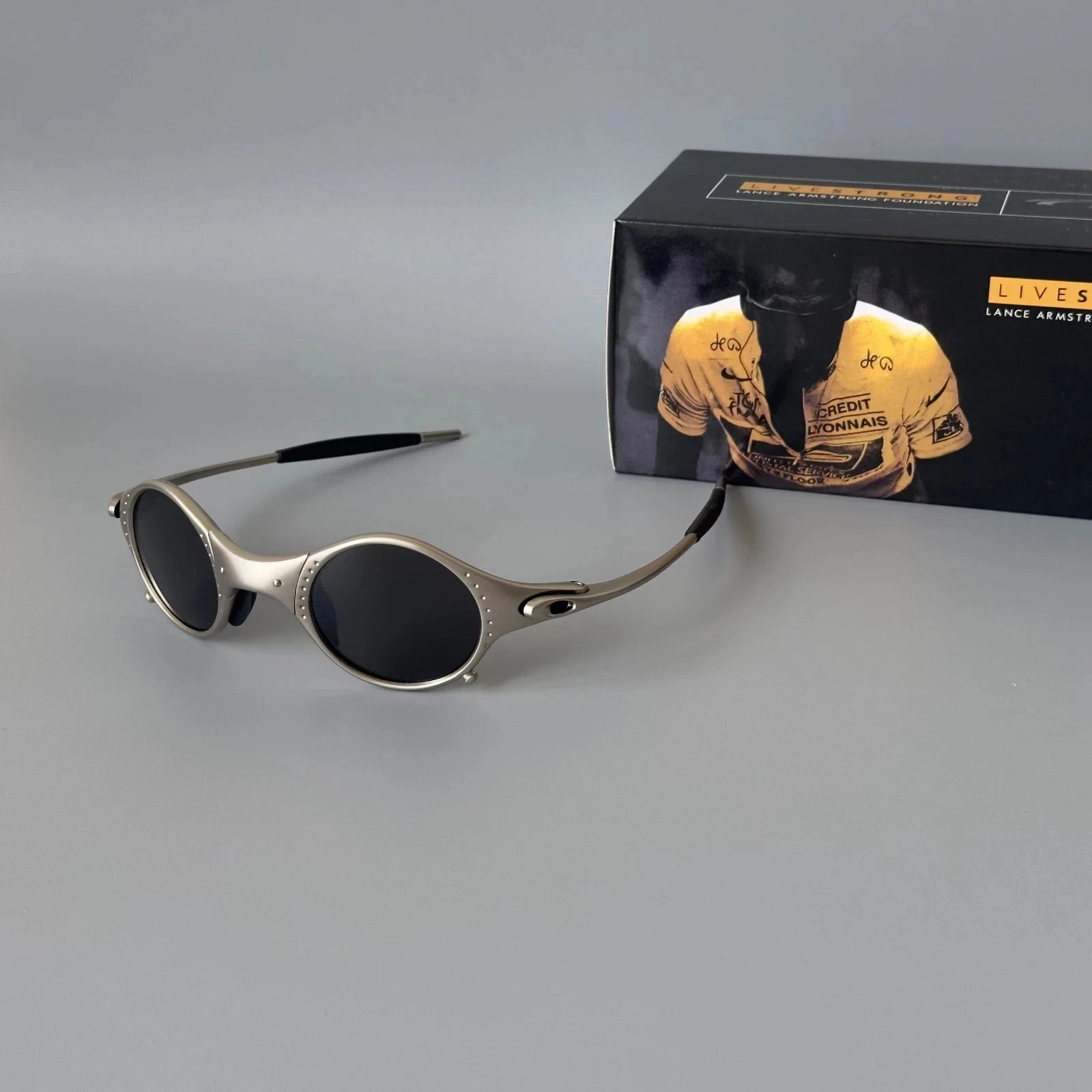 Oakley Mars X-Metal Sunglasses Silver Frame Black Gradient Lens