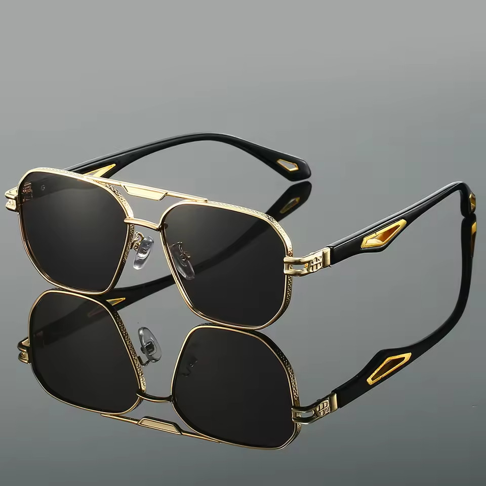 Men’s UV400 Polarized Square Sunglasses Metal Frame Driving Outdoor Eyewear