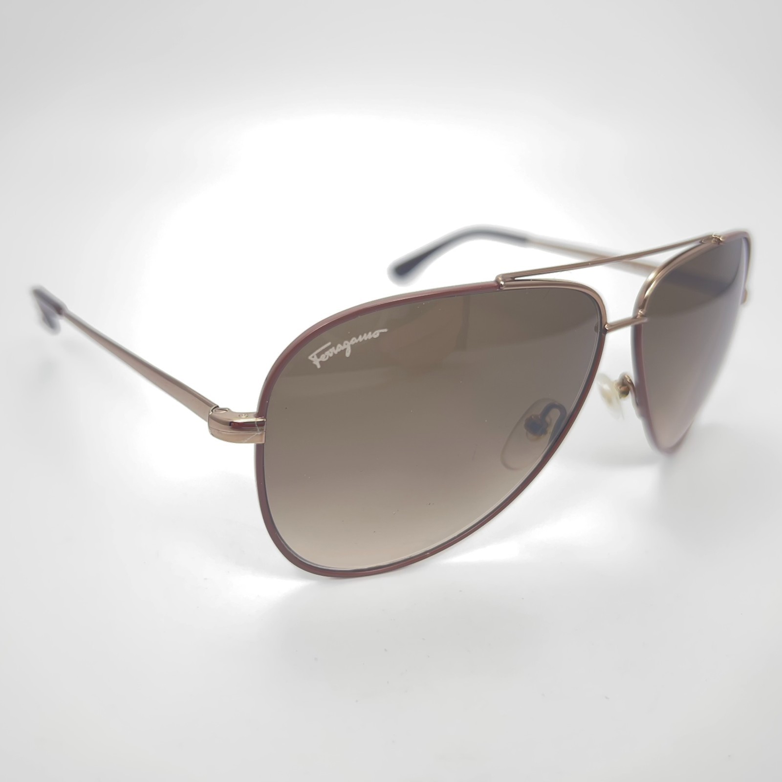 Salvatore Ferragamo SF131S 211 Brown Gold Sunglasses Aviator 60-10-135 Eyewear