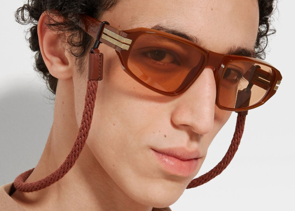 Zegna Lanyard Sunglasses EZ0262 45E Transparent Brown 58mm