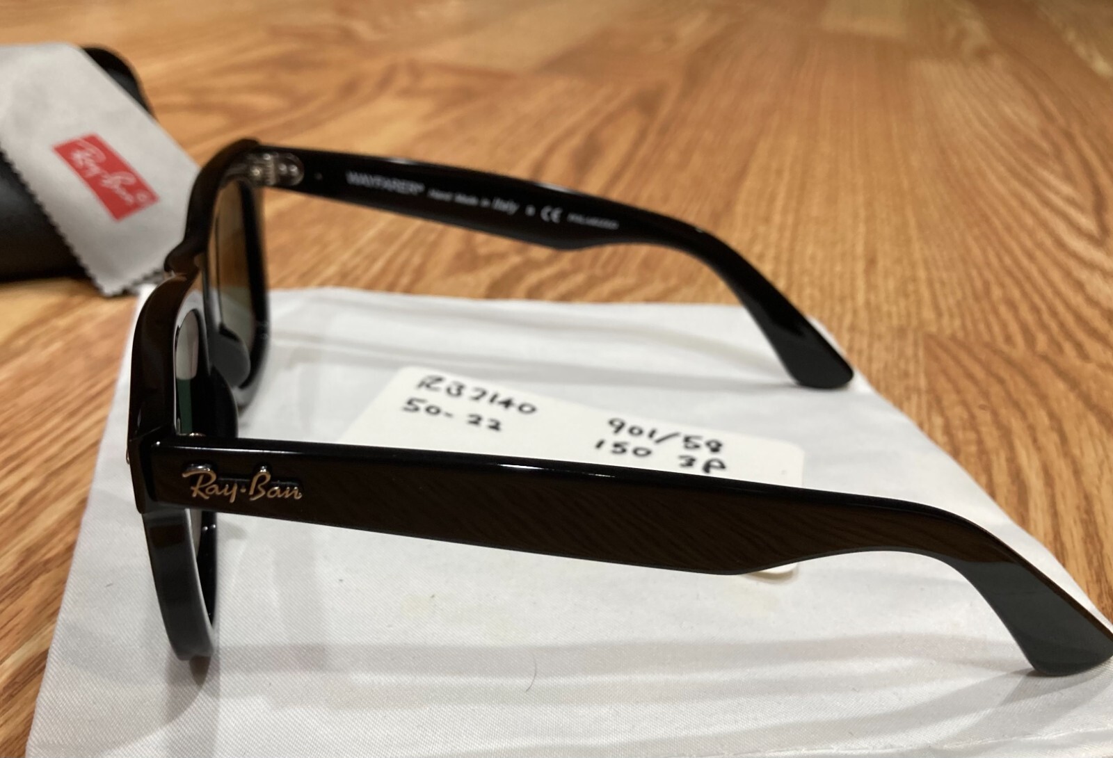 Ray-Ban RB2140 Black Wayfarer Green Lens Polarized 50mm Sunglasses – Perfect!