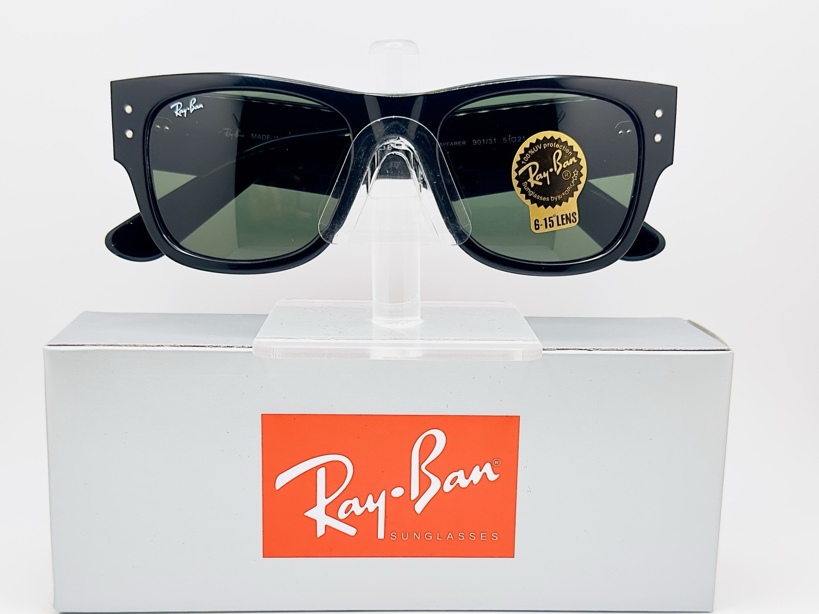 Ray-Ban Mega Wayfarer 51mm Unisex Sunglasses – Green G-15 Lens RB0840S