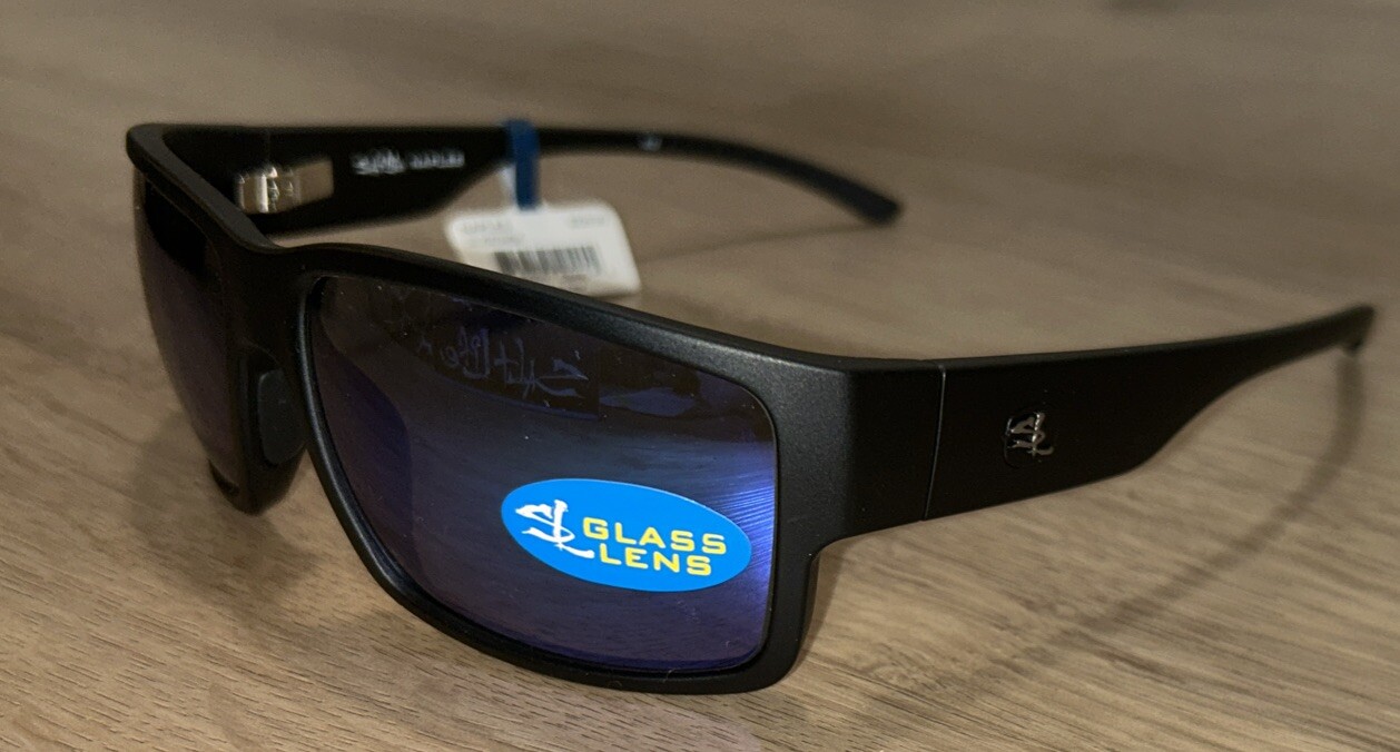 Salt Life Naples Matte Black Mirror Blue Glass Lens $229 Live Salty Saltlife NWT