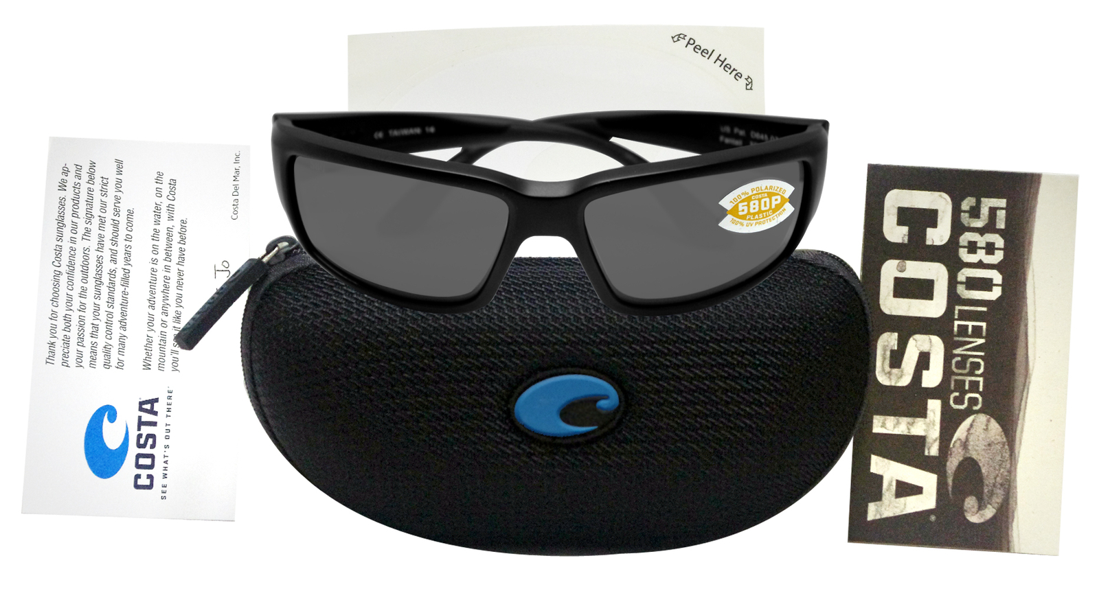Costa Del Mar Fantail Matte Black Frame Gray 580P Plastic Polarized Lens