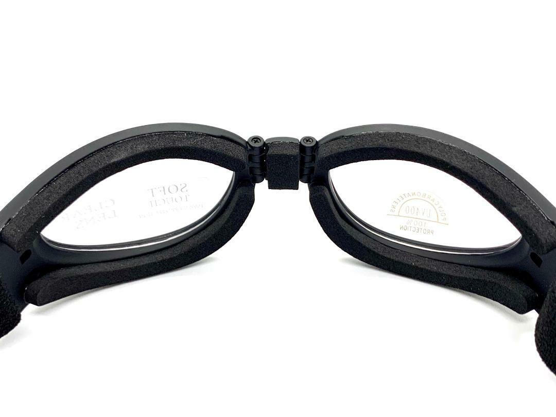 MOTORCYCLE Riding Padded Folding Pocket GOGGLES Protective Eyewear Clear Lens