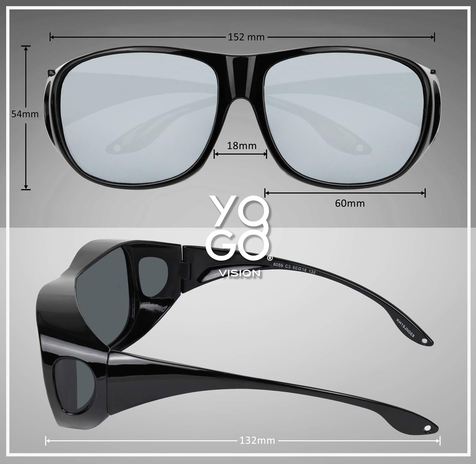 Yogo Vision Fit Over Wrap Sunglasses Polarized Lens Wear Over Eyeglasses 100% UV