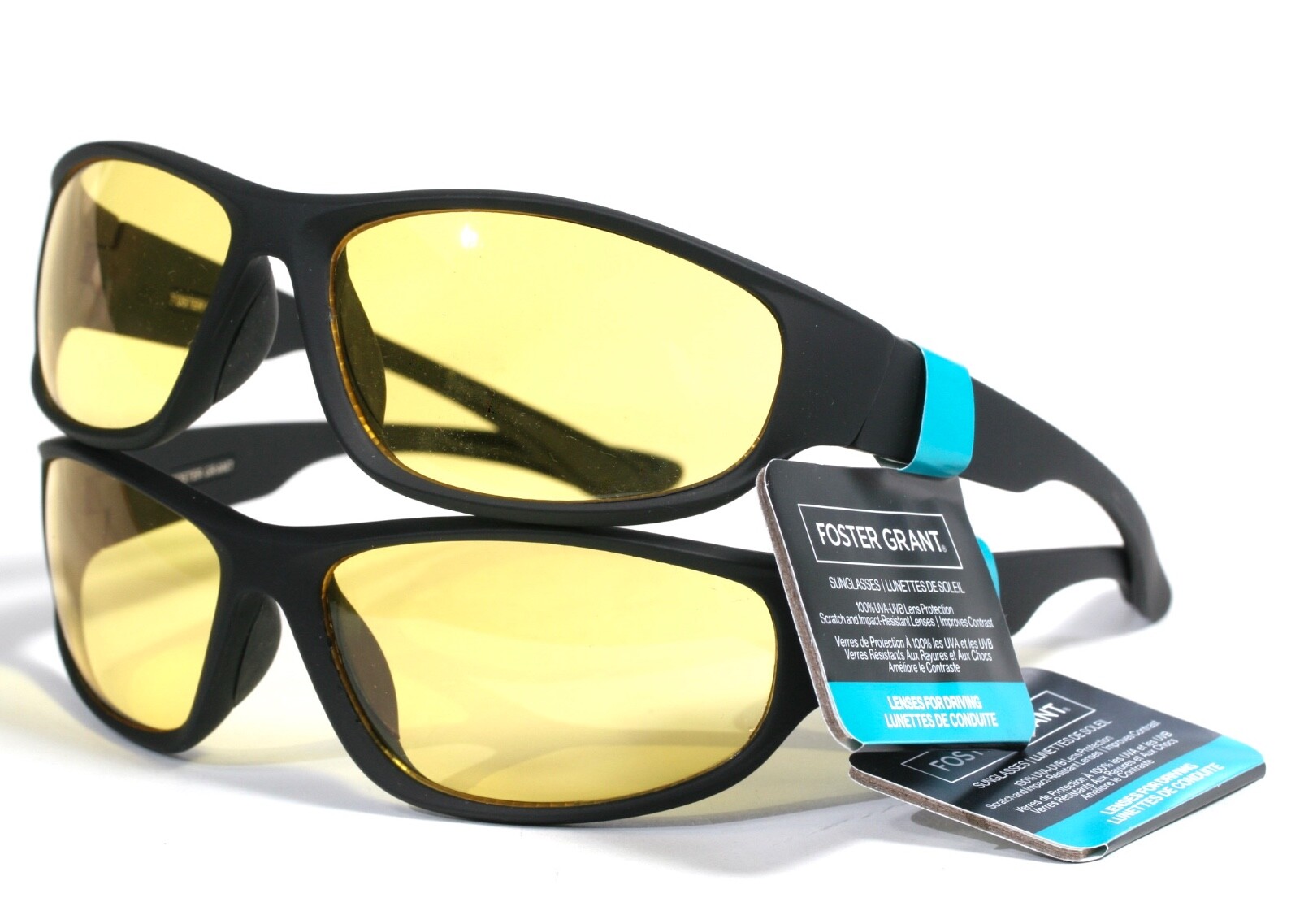 Two Pair New Foster Grant Wrap Night Drivers Vision Glasses FAST LANE MSRP 39.98
