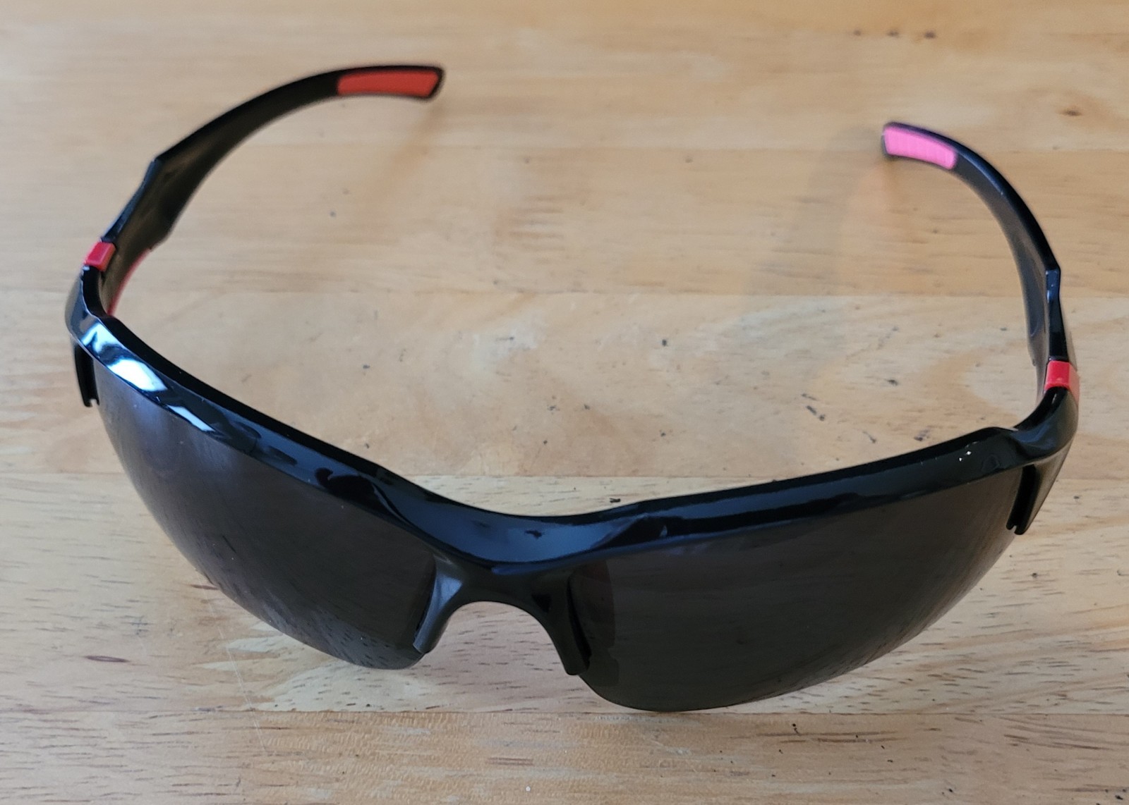 Black Red Wrap Sports Sunglasses for Men Lightweight Plastic black lens